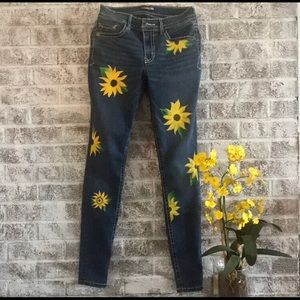 Hand-Painted Sunflower Express Jeans Size 2
